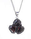 Natural Garnet Triple Stone Unisex Pendant In Sterling Silver