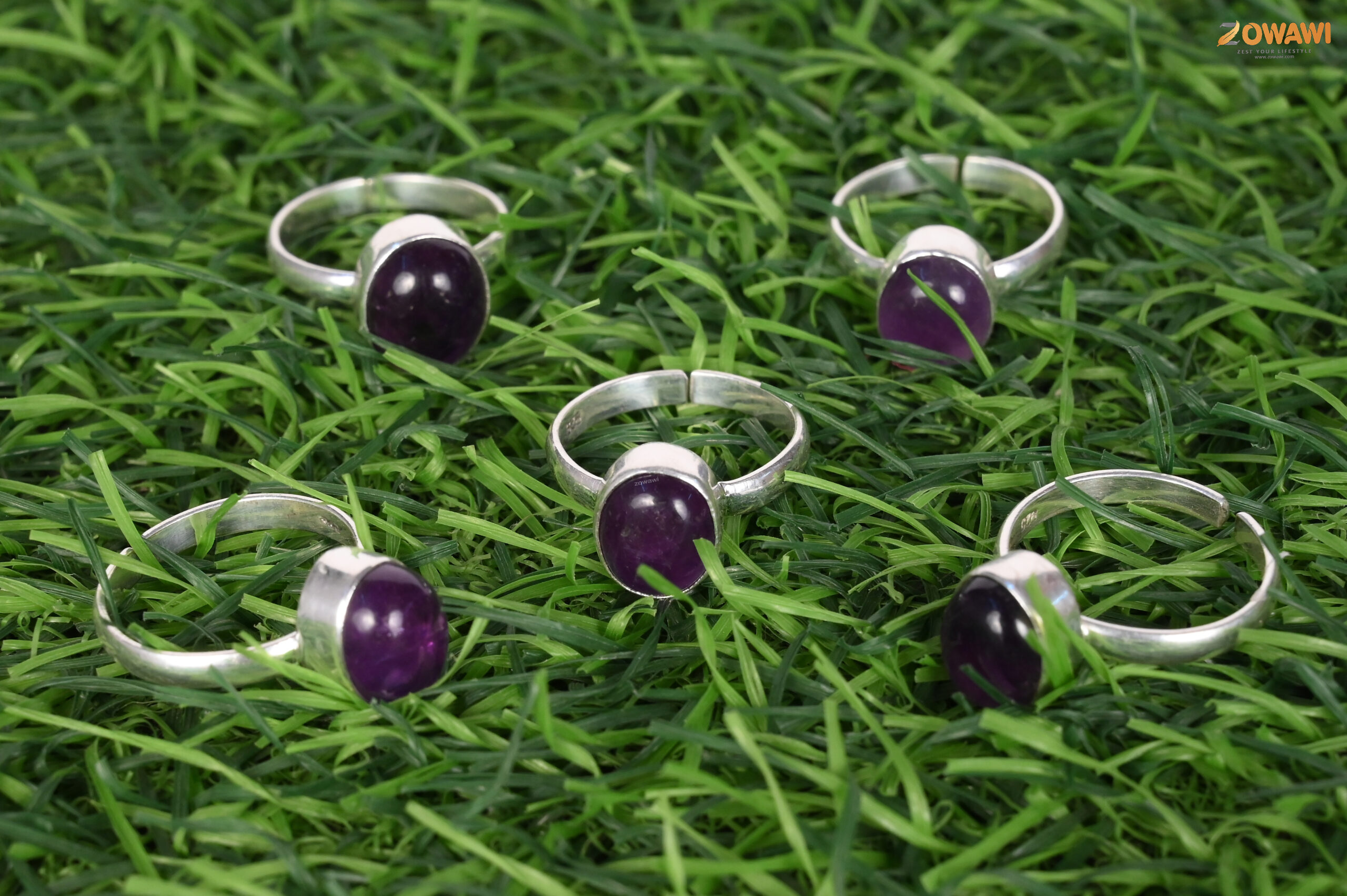 Silver Amethyst Ring- Oval (Adjustable) – Trucrystals.in