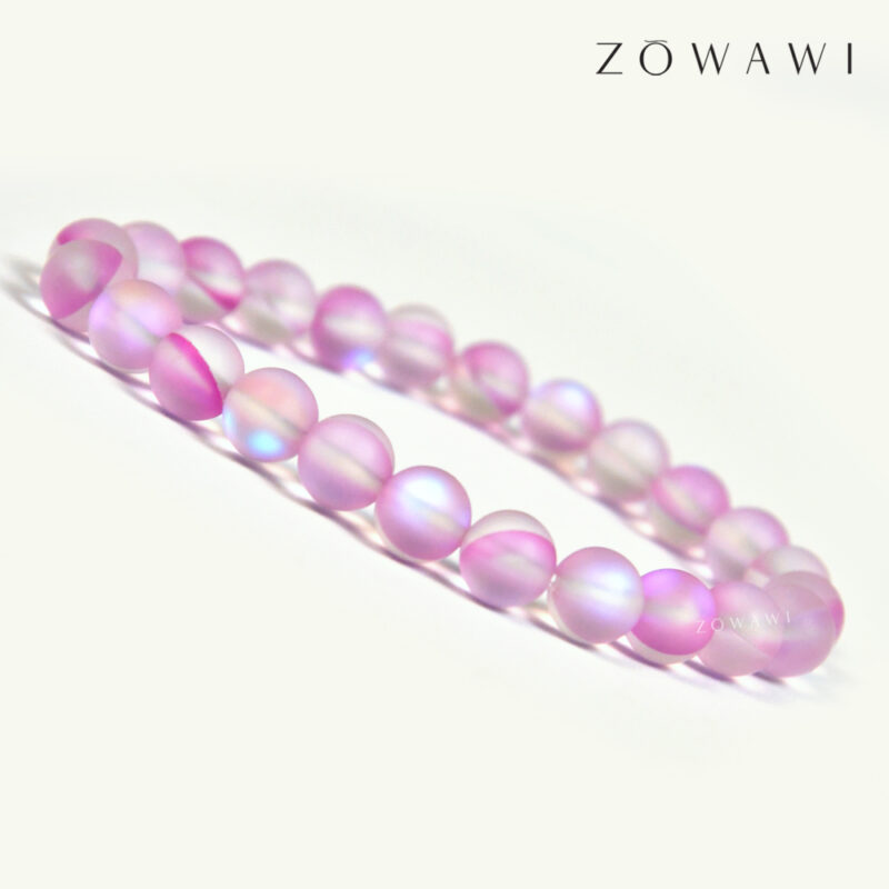 Energized Pink Angel Aura Quartz Bracelet 8mm Beads Size - Image 3