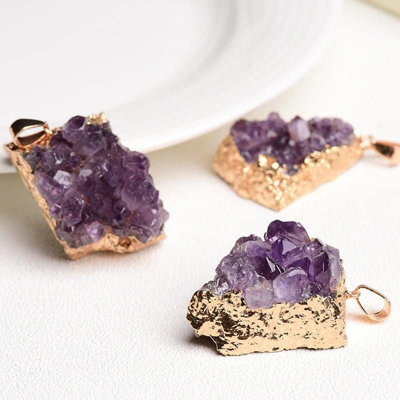 Natural Amethyst Cluster Pendant From Uruguay - Image 3