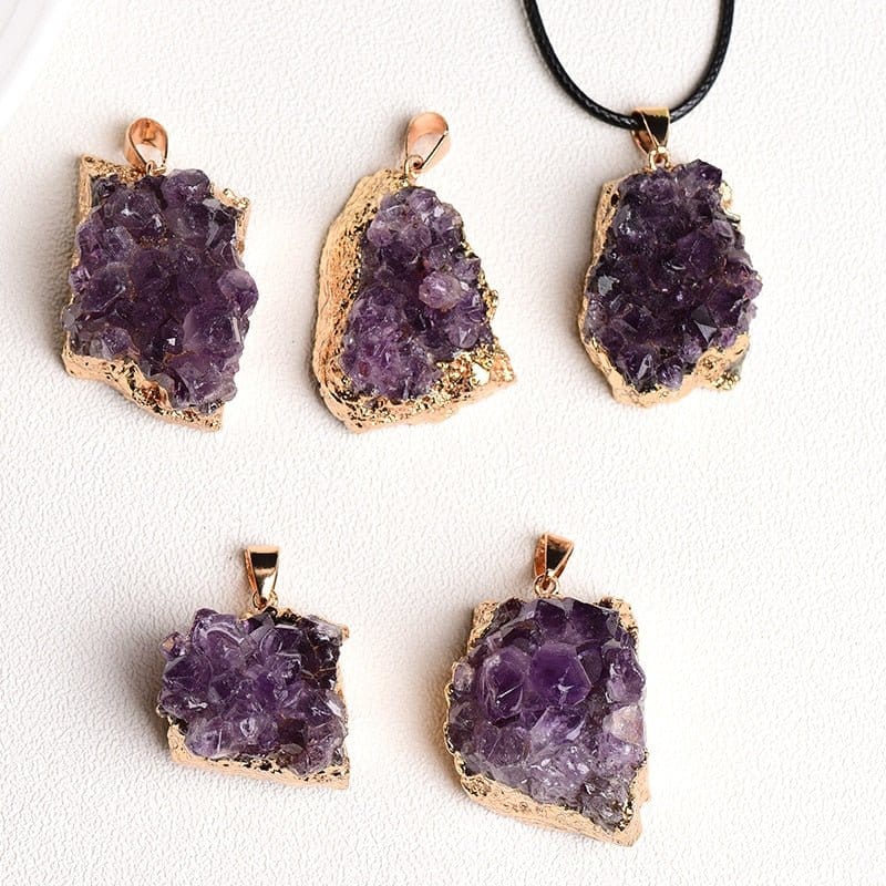 Natural Amethyst Cluster Pendant From Uruguay - Image 2
