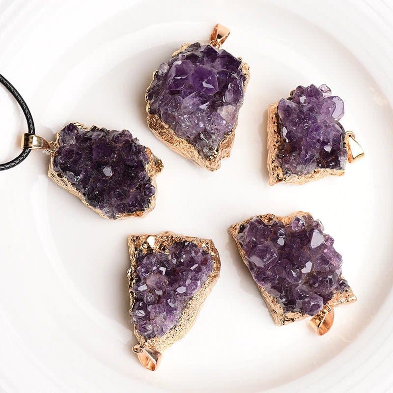 Natural Amethyst Cluster Pendant From Uruguay - Image 5